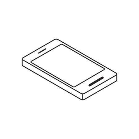 Vector outline isometric mobile phone. Isometric icon.のイラスト素材