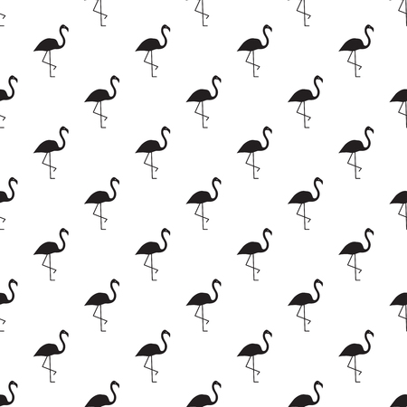 Vector seamless pattern with black flamingos silhouettes.のイラスト素材