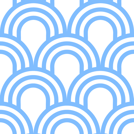 Vector blue fish scales pattern. Japanese traditional ornament.のイラスト素材