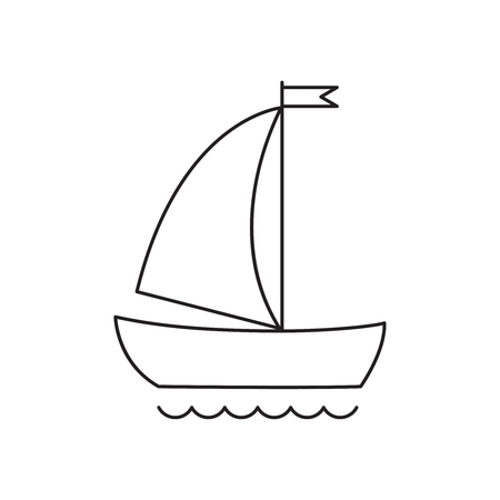 Vector simple outline ship symbol. Cartoon ship.のイラスト素材