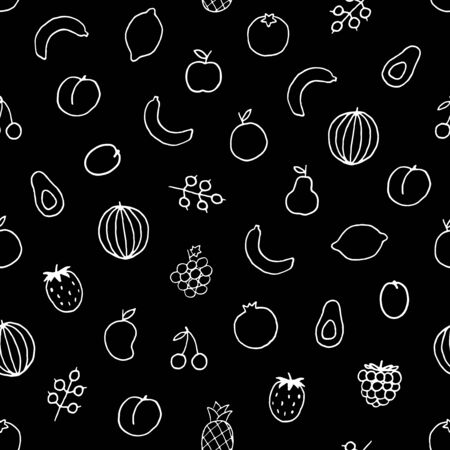 Vector seamless pattern with hand drawn fruits.のイラスト素材