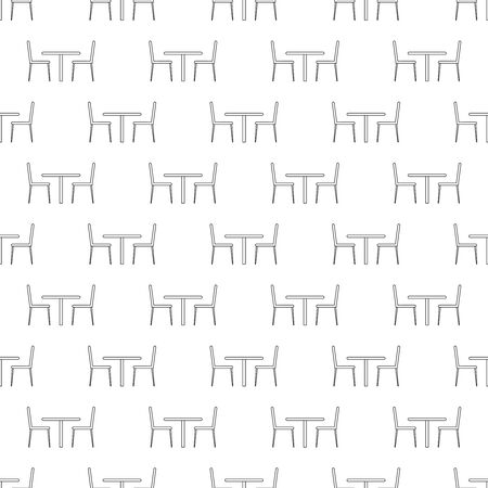 Vector seamless pattern with outline plate, fork and knife. Seamless pattern.のイラスト素材