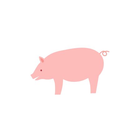 Vector illustration of flat pig. Vector pink pig.のイラスト素材