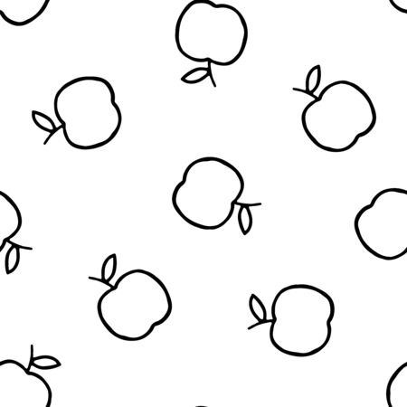Vector seamless pattern with hand drawn outline apples.のイラスト素材