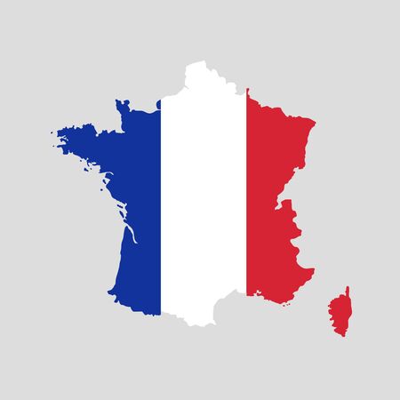 Vector illustration of France flag map. Vector map.のイラスト素材