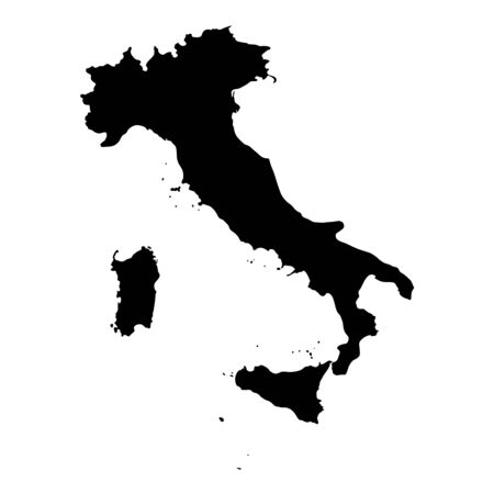 Vector illustration of black silhouette Italy map.のイラスト素材