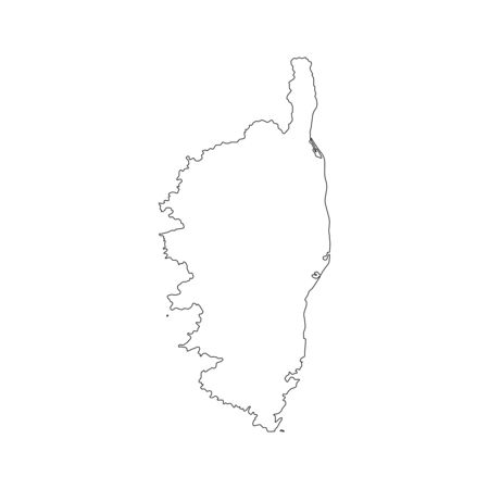 Vector illustration of black outline Corsica map.のイラスト素材