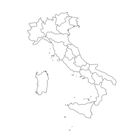 Vector illustration of black outline Italy map.のイラスト素材