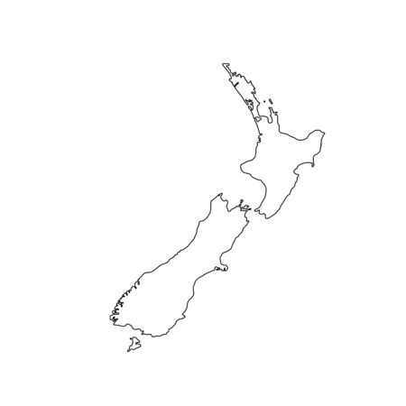 Vector illustration of black outline New Zealand map.のイラスト素材
