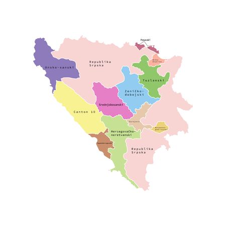 Vector illustration of administrative division map of Bosnia and Herzegovina. のイラスト素材