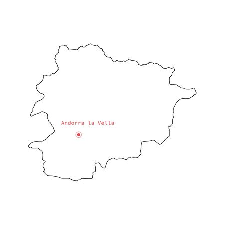 Vector illustration of Andorra outline map with capital city AndorraÂ la Vella.のイラスト素材