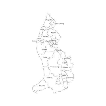 Vector outline administrative division map of Liechtenstein. Vector map.のイラスト素材