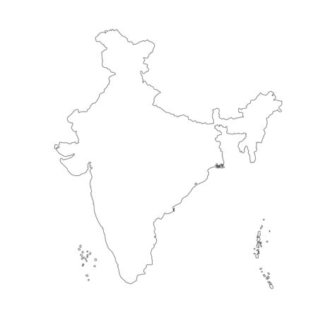 Vector illustration of black outline India map.のイラスト素材