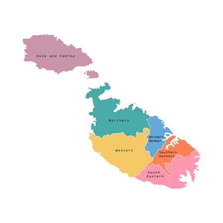 Vector illustration of Malta districts map. Vector map.のイラスト素材