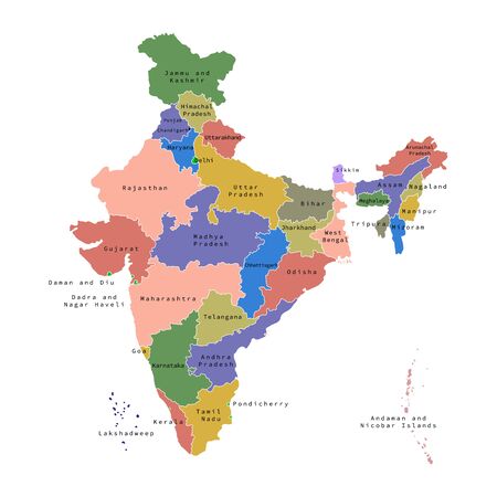 Vector illustration of administrative division map of India. Vector map.のイラスト素材