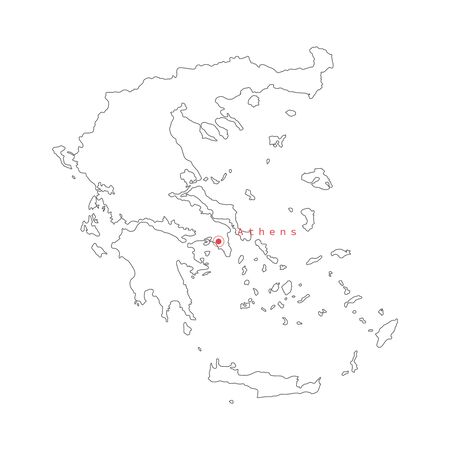 Vector illustration of Greece map with capital city Athens.のイラスト素材