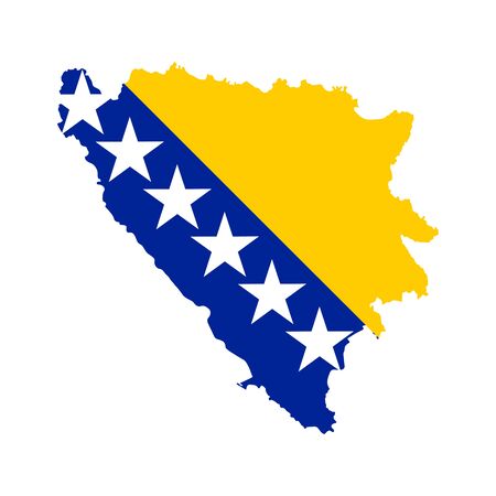 Vector illustration of Bosnia and Herzegovina flag map. Vector map.のイラスト素材
