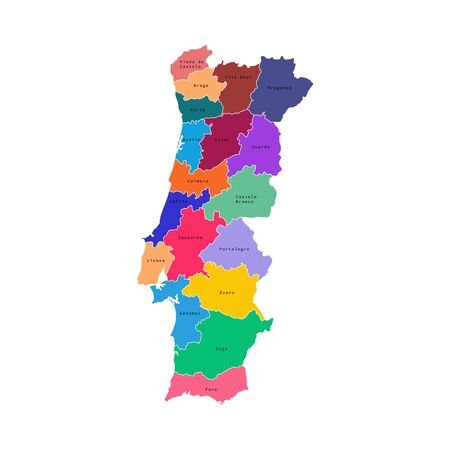 Vector illustration of colorful Portugal administrative map.のイラスト素材
