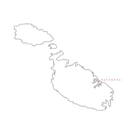 Vector illustration of black outline Malta map.のイラスト素材
