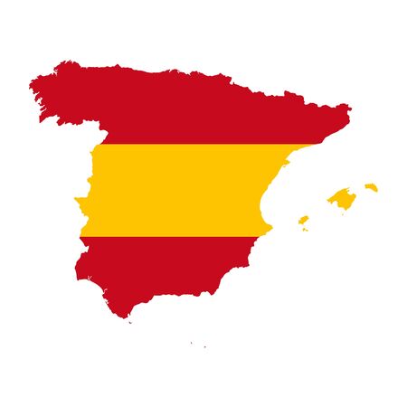 Vector illustration of Spain flag map. Vector map.のイラスト素材