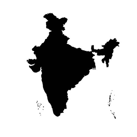 Vector illustration of black silhouette India. Vector map.のイラスト素材