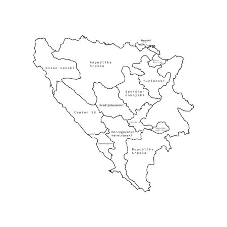 Vector outline administrative division map of Bosnia and Herzegovina map. Vector map..のイラスト素材