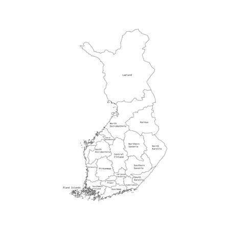 Vector illustration of administrative division map of Finland. Vector map.のイラスト素材