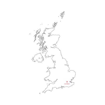 Vector illustration of outline United Kingdom map with capital city London. .のイラスト素材