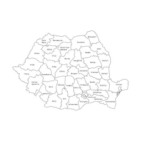 Vector illustration of administrative division map of Romania. Vector map..のイラスト素材
