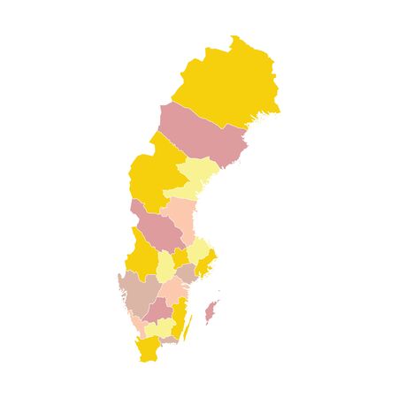 Vector illustration of administrative division map of Sweden. Vector map.のイラスト素材