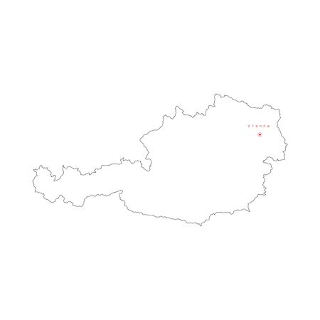 Vector illustration of outline Austria map with capital city Vienna.のイラスト素材