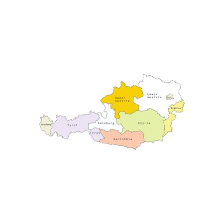 Vector outline administrative division map of Austria. Vector map..のイラスト素材