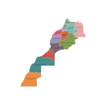 Vector illustration of administrative division map of Morocco. Vector map.のイラスト素材