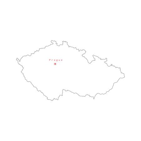 Vector illustration of outline Czech map with capital city Prague. .のイラスト素材