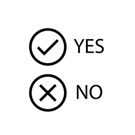 Yes, no vector signs. Tick and cross black icons.のイラスト素材