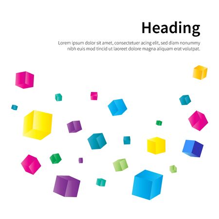 Vector abstract background with colorful flying cubes.のイラスト素材