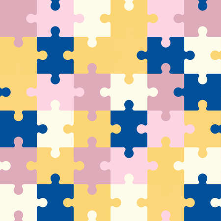 Vector seamless pattern of colorful jigsaw puzzle pieces.のイラスト素材