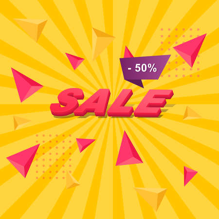 Vector 3d sale banner. Banner design.のイラスト素材