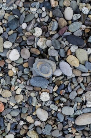 rocky colorful background of sea pebblesの写真素材