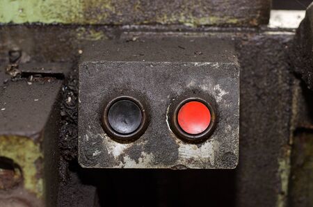 control panel with two buttons to start the turning latheの写真素材