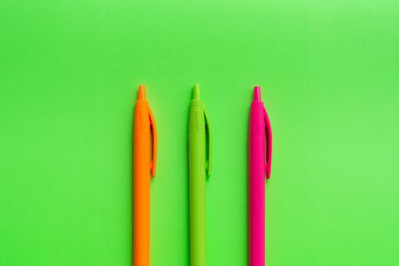 colored stationery on a colored background.  back to schoolの写真素材