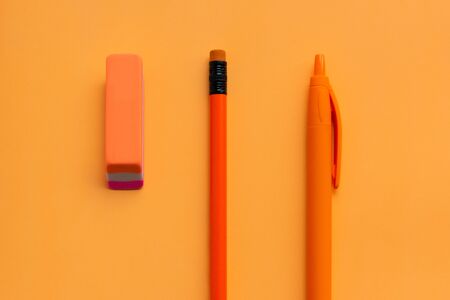 colored stationery on a colored background.  back to schoolの写真素材