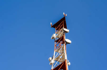 communications mobile tower in the sky, bottom view