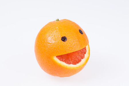 Grapefruit with a smile の写真素材
