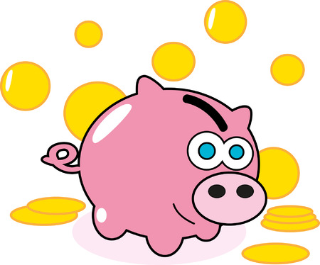 Cartoon pink pig moneyのイラスト素材