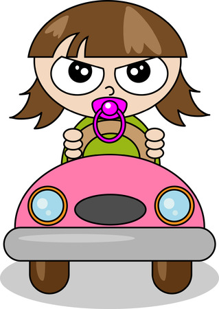 Cartoon illustration of a  newborn in car のイラスト素材