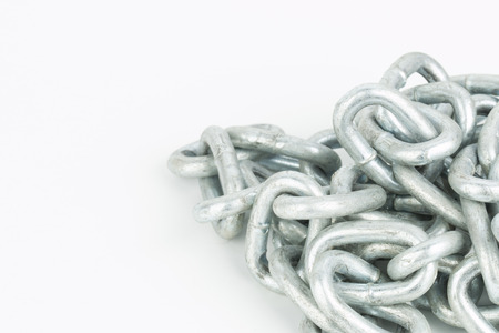 Steel chain  on gray background の写真素材
