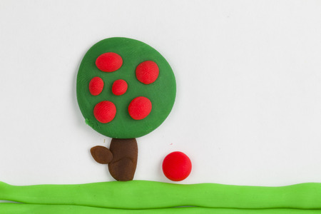 Plasticine fruit tree の写真素材