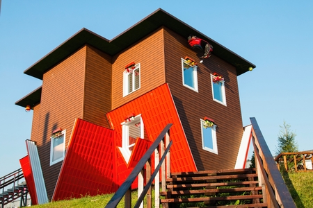 Attraction Upside Down House in the Russian Exhibition Center.のeditorial素材