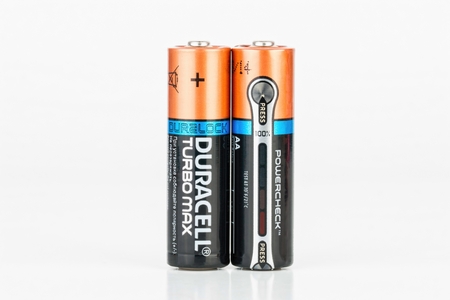 Rostov - on - Don, Russia - July 30, 2015: Duracell Turbo Max alkaline AA battery.のeditorial素材